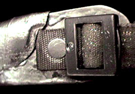 Close-up photograph of one of the buckles on Ju's brace