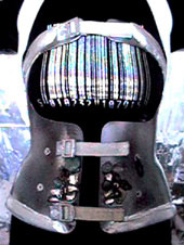 Photograph of Ju's spinal brace viewed from in front